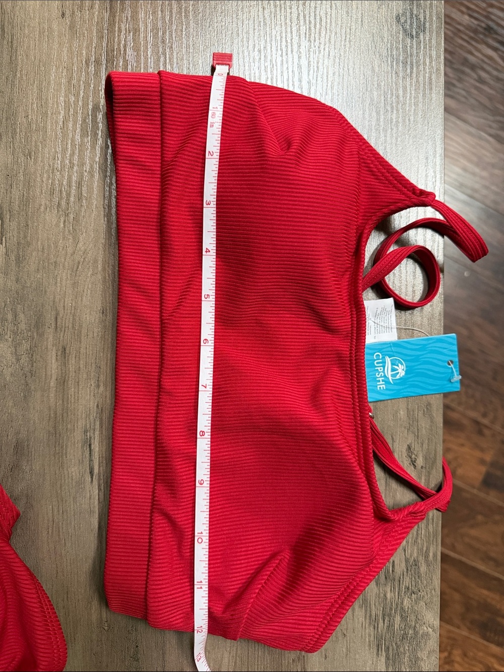 Cupshe Red Ribbed Crop Bikini Set - Picture 6 of 7